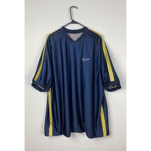 Vintage Nike Mens XXL Reversable Mesh Jersey Shirt Navy Yellow Stripes